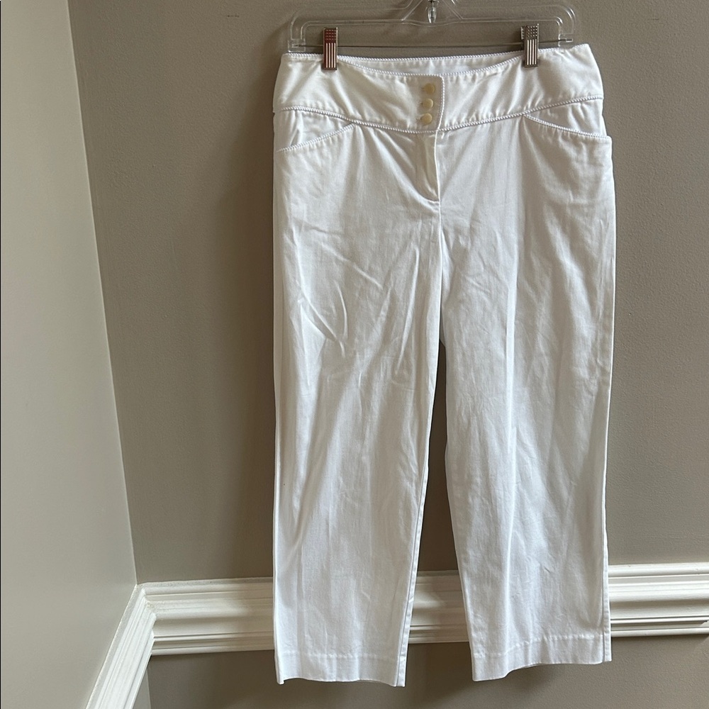 Ann Taylor White Straight Leg Cropped Cotton Pants Size 6